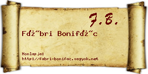 Fábri Bonifác névjegykártya